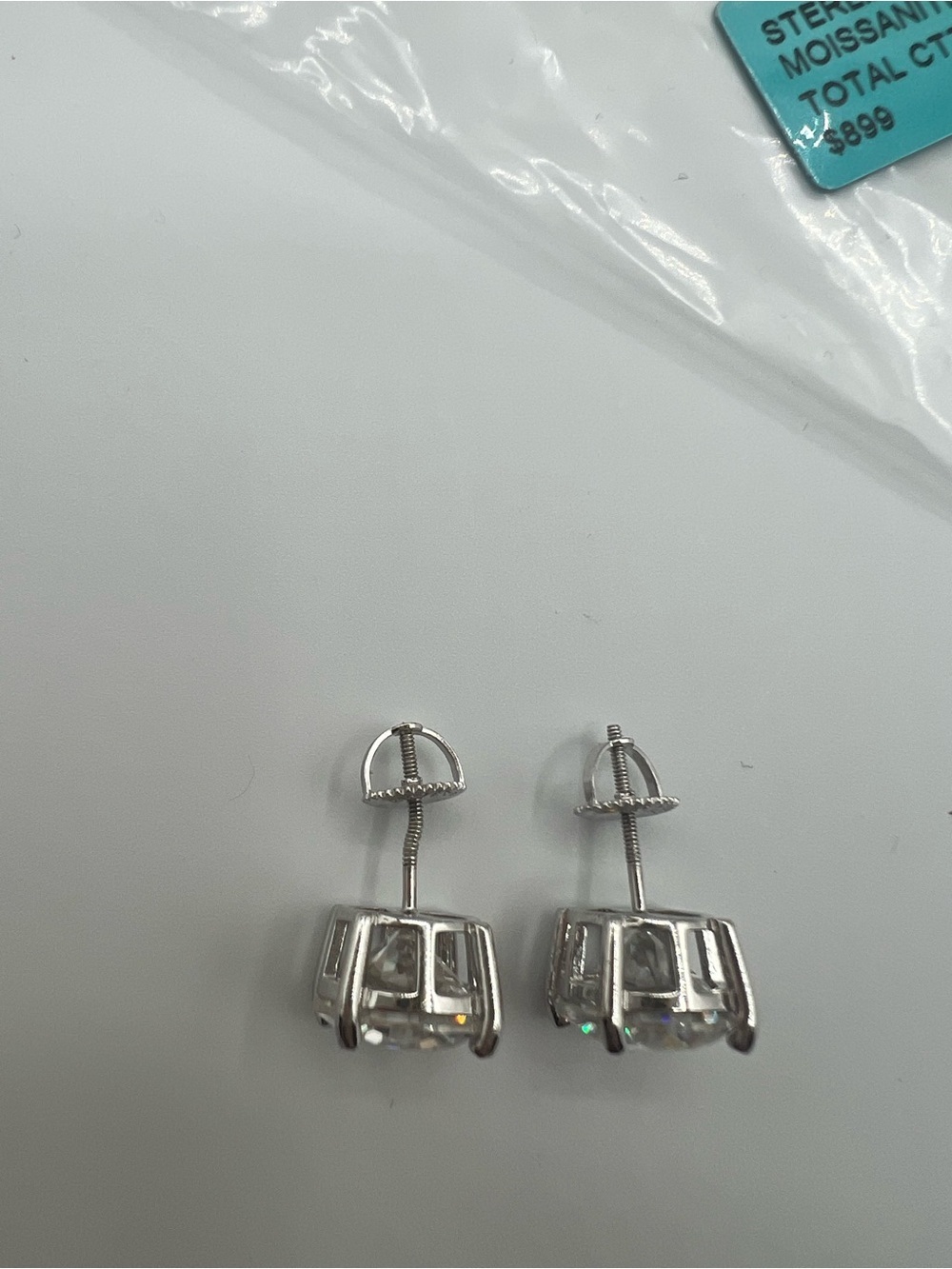 NWT 925 Sterling Silver 8.0 CTW Moissanite Round Earrings - Picture 9 of 11